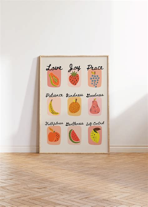 Fruit of the Spirit Art Print Retro Christian Wall Art Scrip - Inspire Uplift