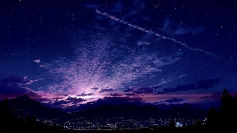 Purple Anime Night Sky Wallpapers - Wallpaper Cave