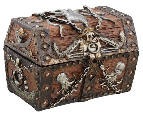 Pirates Treasure Chest Jewelry Ring Trinket Stash Box - Kraken Octopus ...