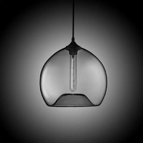 Modern Minimalist Glass 1-Light Bowl Shape Pendant Light in Gray Color-Homary