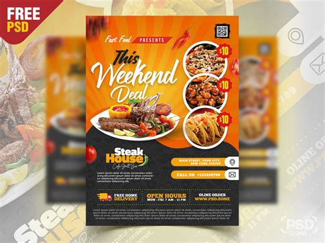 Food Menu and Restaurant Flyer PSD Template - PSD Zone