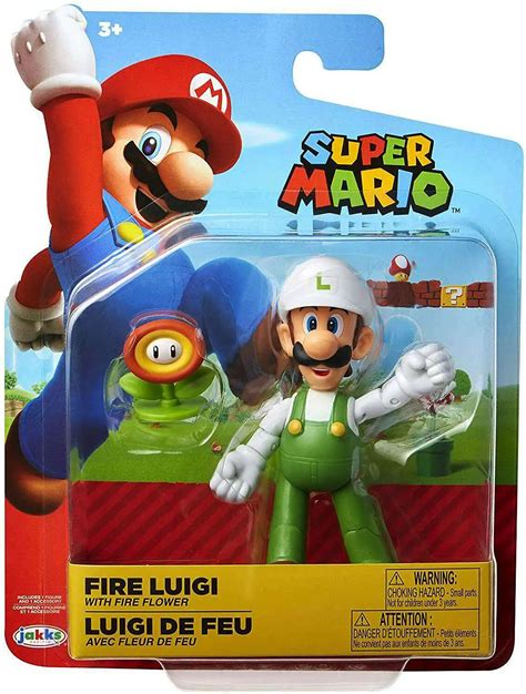 World of Nintendo Super Mario Fire Luigi Action Figure with Fire Flower Jakks Pacific - ToyWiz