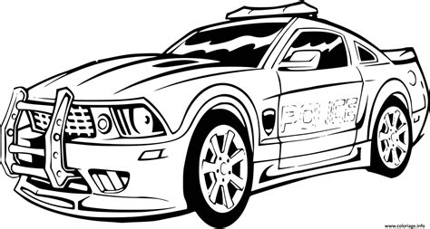 Coloriage voiture de police sport mustang ford - JeColorie.com