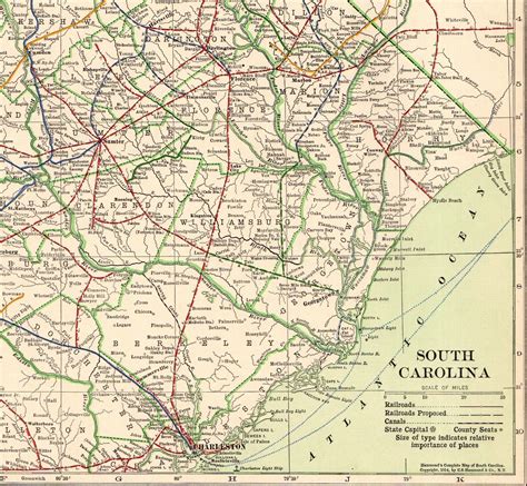 1915 Antique South Carolina Map w Railroads Large Uncommon Map | Etsy