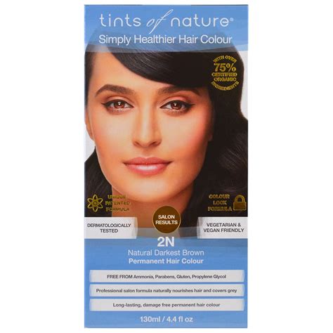 Tints of Nature, Permanent Hair Color, Natural Darkest Brown, 2N, 4.4 fl oz (pack of 6 ...