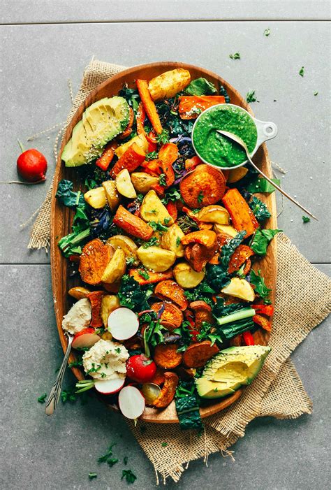 Roasted Veggie Salad with Magic Green Sauce | Minimalist Baker Recipes