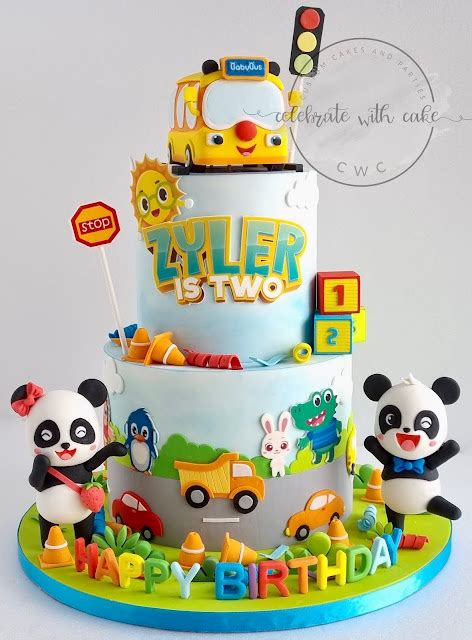 Celebrate with Cake!: Baby Bus themed two tiered Cake