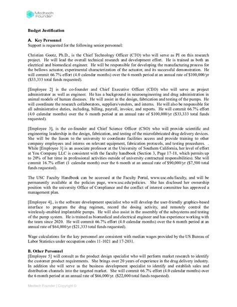 NSF SBIR Phase 1 Budget Template - Medtech Founder