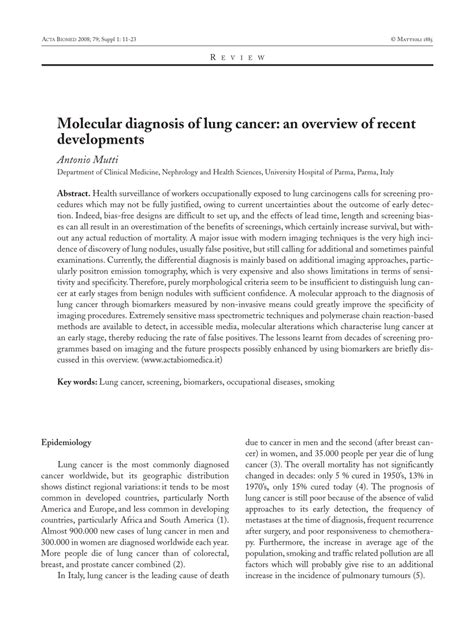 (PDF) Molecular diagnosis of lung cancer: An overview of recent developments