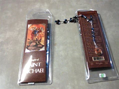 Chaplet of St. Michael with color picture medal and black glass beads – St. Anthony's Catholic ...