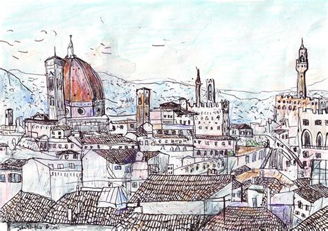 Florence At Dusk From Palazzo Magnani Feroni Drawing by John Douglas ...