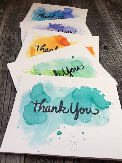 Set of 5 Watercolor Thank You Cards Handmade Thank You Cards | Etsy