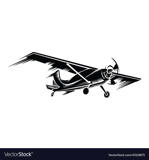 Airplane in black color isolated object on white Vector Image