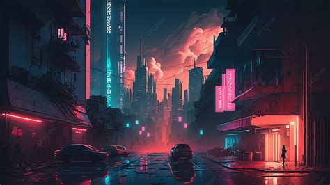 Future City Cyberpunk Illustration Background, Future Cities, Cyberpunk, Illustration Background ...