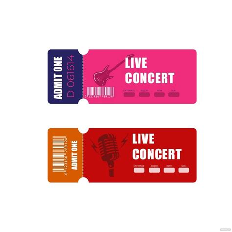 Concert Ticket Vector in Illustrator, SVG, JPG, EPS, PNG - Download ...