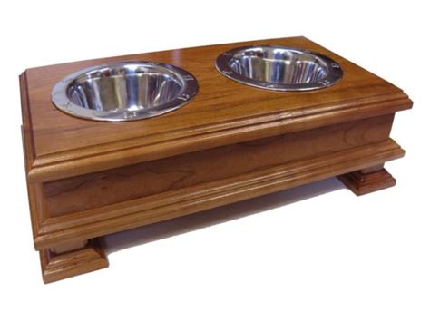 Finest Solid Wood Cherry Elevated Dog Feeder - Raised Dog Bowl Stand