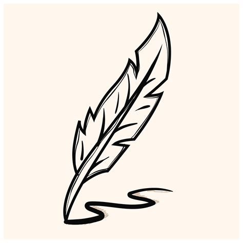 Writing Quill Feather Pen hand drawn outline doodle icon. sketch vector illustration of writing ...