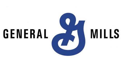 the general mills logo is shown in black and blue on a white background ...