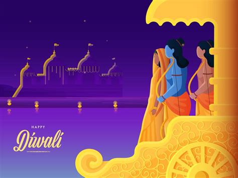 Premium Vector | Happy diwali celebration concept lord rama with his ...