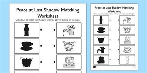 * NEW * Peace at Last Shadow Matching Worksheet | Peace at last, Peace, Last shadow