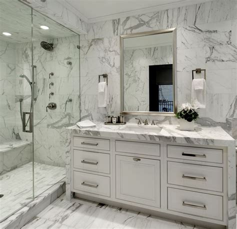 Bianco Carrara Marble - Transitional - bathroom