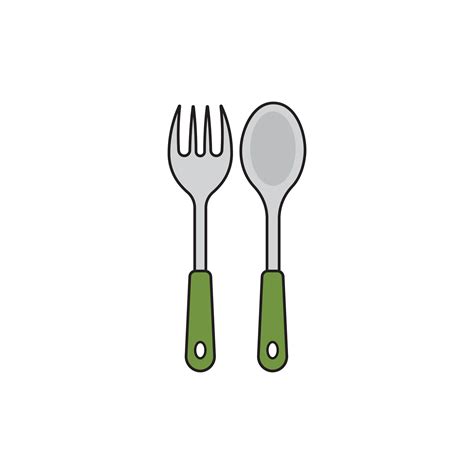 Kids drawing Cartoon Vector illustration fork and spoon Isolated on ...