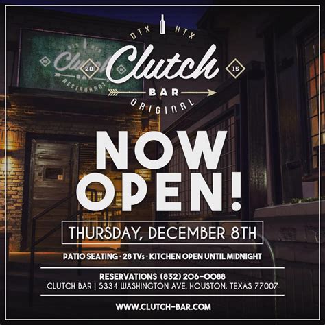 Clutch Bar Houston - Bar & Restaurant - Washington Ave - Houston