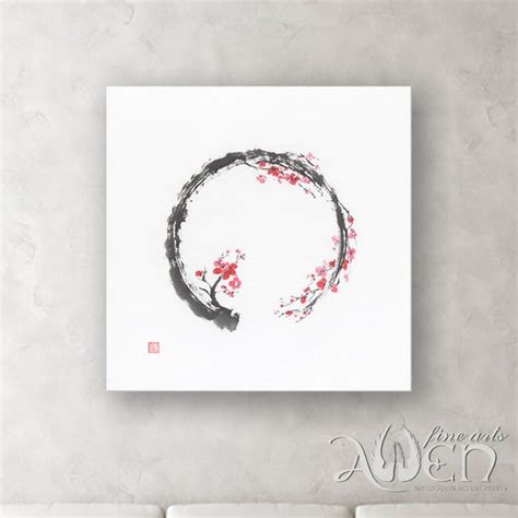 Enso Circle Painting Sakura Painting Zen Art Cherry - Etsy