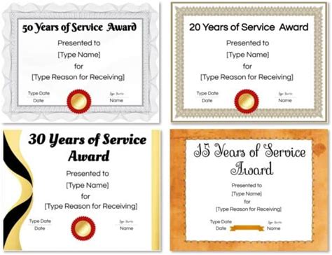 FREE Printable and Editable Years of Service Award