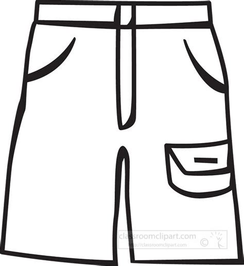 Fashion Clothing Clipart-summer shorts black outline clipart