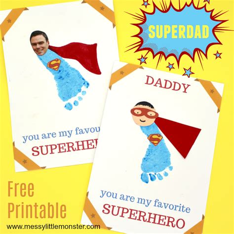 Printable Superhero Father's Day Card to make for Superdad - Messy ...