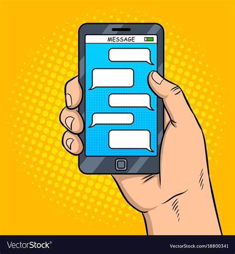 Smart phone messaging pop art royalty free vector image | Retro vector illustration, Pop art ...