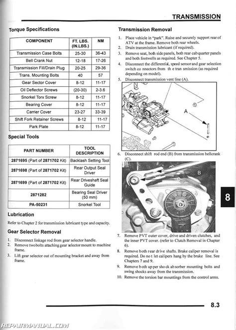 2007 Polaris Sportsman 450 500 X2 EFI ATV Repair Manual