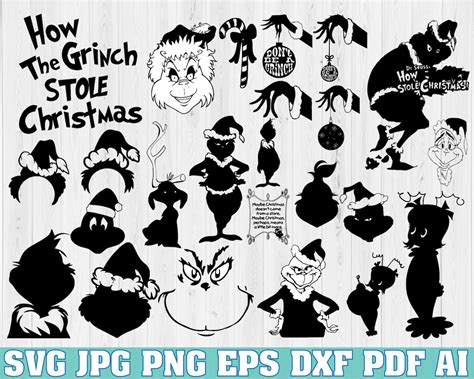 24 Grinch Svg Silhouette Grinch Cut File Grinch Svg Eps Jpg | Etsy