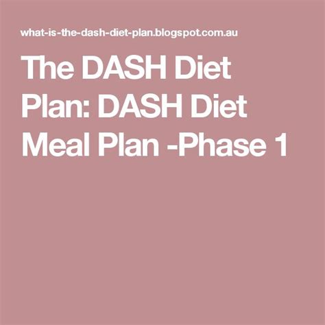 The DASH Diet Plan: DASH Diet Meal Plan -Phase 1 | Dashing | Pinterest ...