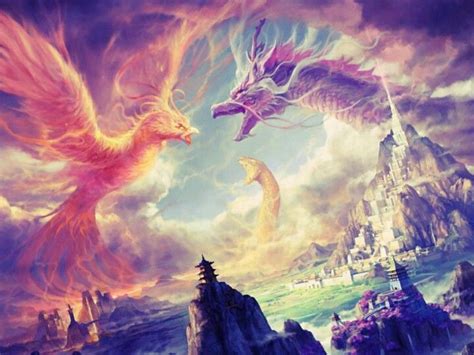 Phoenix vs. Dragon | Phoenix wallpaper, Fantasy battle, Fantasy landscape