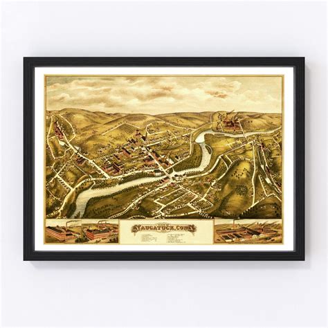 Vintage Map of Naugatuck, Connecticut 1877 by Ted's Vintage Art