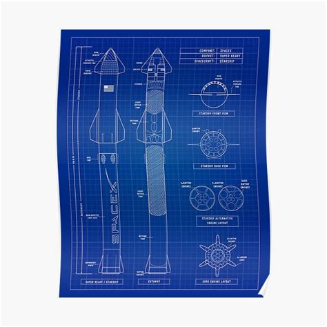 "SpaceX: Super Heavy & Starship Blueprint - English. Vertical Version ...