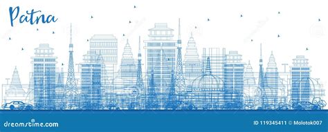 India, Patna City Skyline Isolated Vector Illustration, Icons ...