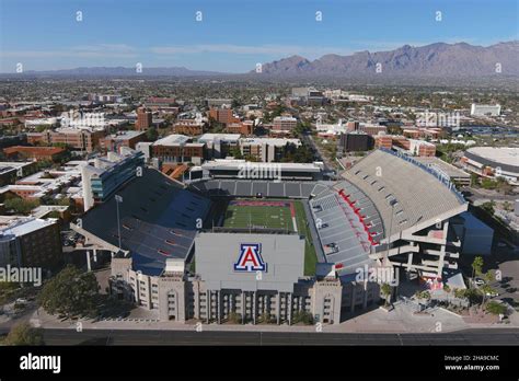 An aerial view of Arizona Stadium, Tuesday, March 2, 2021, in Tucson ...