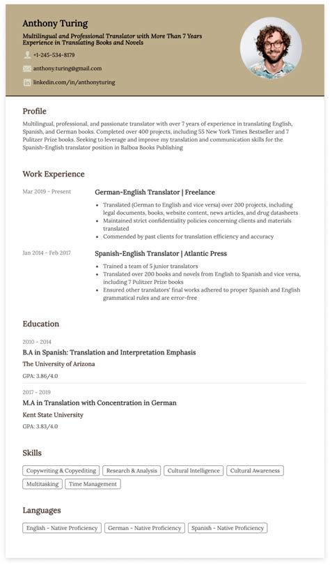 Translator Resume (Resume Example & Tips) | CakeResume