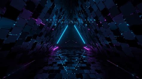 Free Photo | Cool geometric triangular hallway 3D rendering