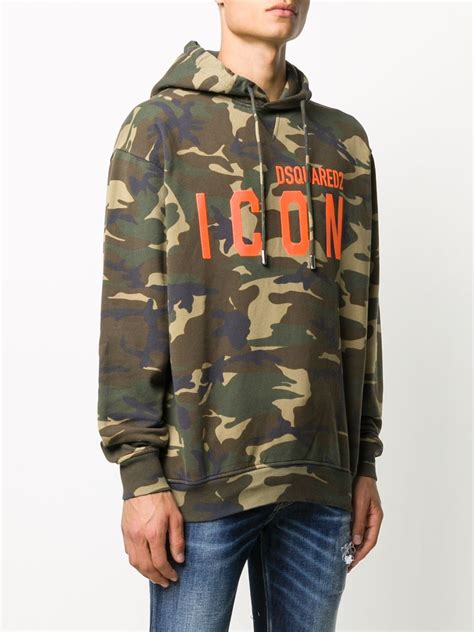 DSQUARED2 logo-print Camouflage Hoodie | Green | FARFETCH