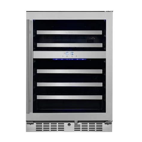 TITAN Transcend 24 in. 46-Bottle Seamless Stainless Steel Single Door Dual Zone Built-In Wine ...