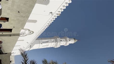 Exterior View of Quba Mosque with Tall White Minaret Architecture Stock ...