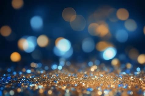 Premium Photo | Gold and blue Glitter Light bokeh background