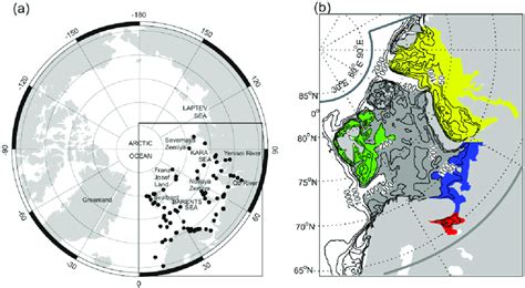 (a) Polar stereographic projection of the Arctic showing the study... | Download Scientific Diagram