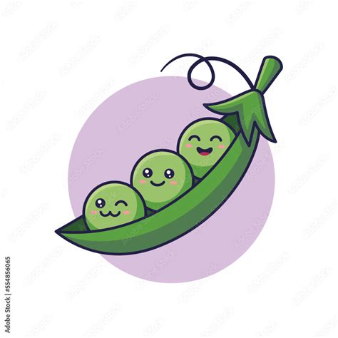 Peas kawaii characters. Cute Kawaii pea pod cartoon icon illustration ...