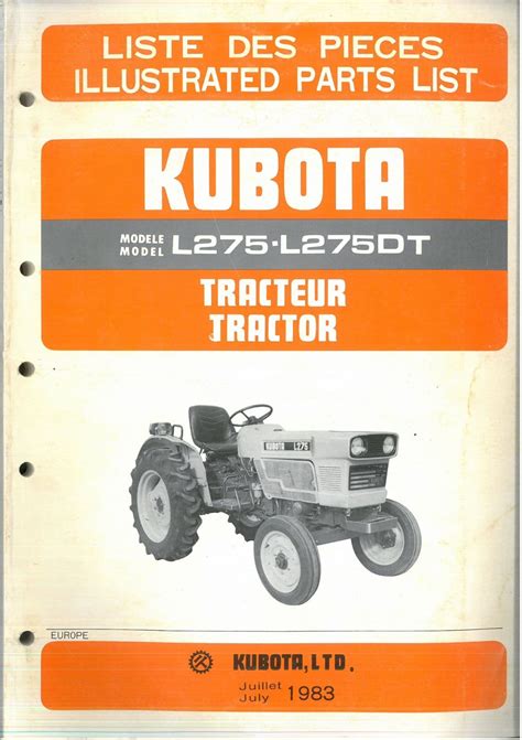 Kubota Tractor L275 L275DT Parts Manual