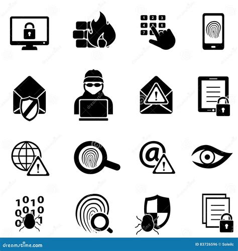 Cybersecurity, Virus and Computer Security Icons Stock Vector ...